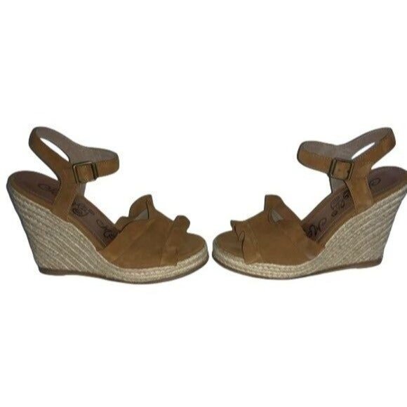 Naughty Monkey Love & Laugh Wedge Sandals Size 6 Tan Suede Espadrille 3.5" Heel - Picture 3 of 5